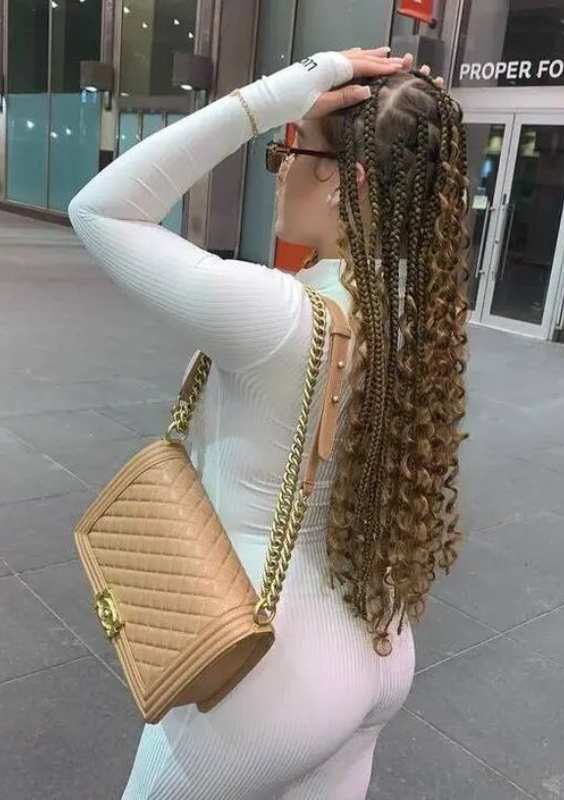 Fulani braids with curls - fulani braids with crochet curls